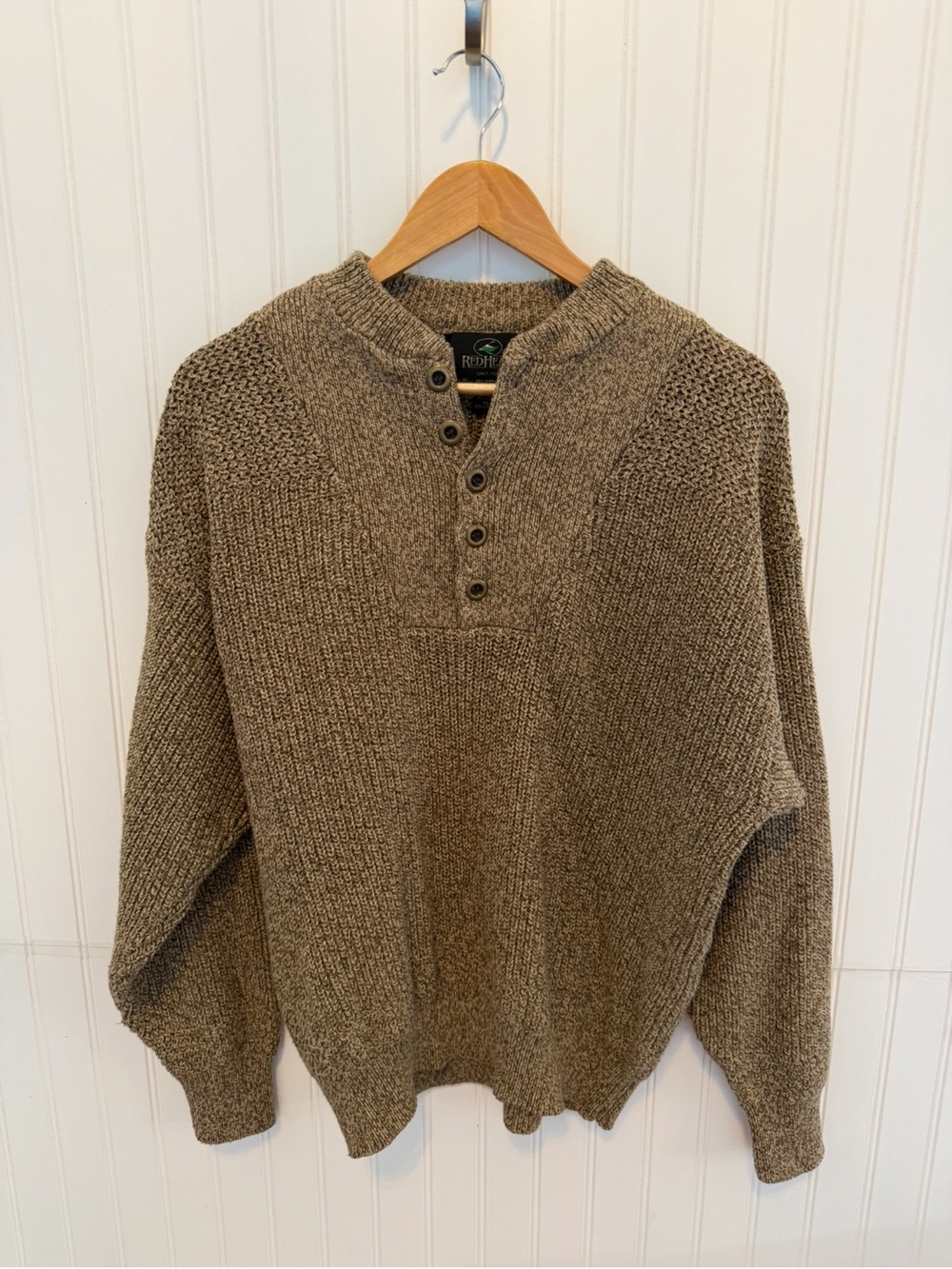 RedHead Taupe Crewneck Henley Sweater